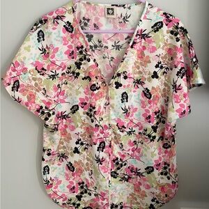 Anne Klein Floral Blouse - Pink, Black, and Green